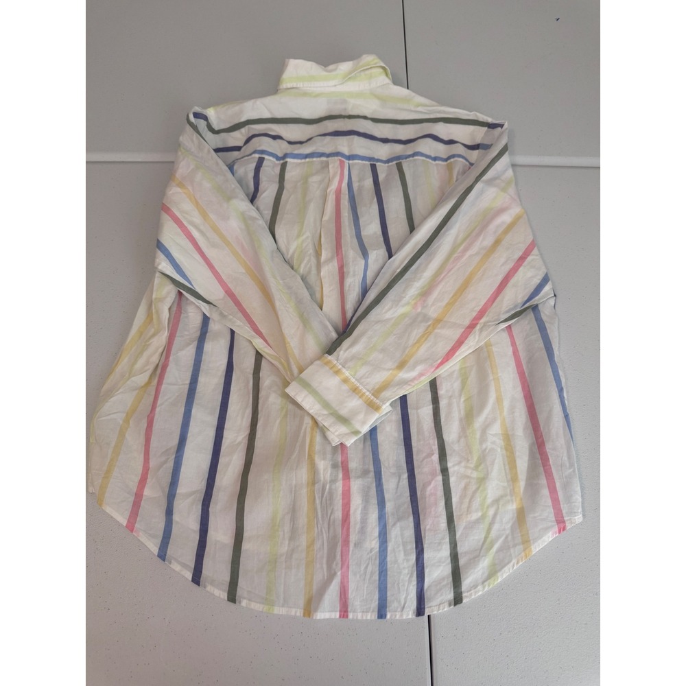 Gap The Big Shirt Pastel Rainbow Stripe Cotton Button Down Oversized Small pp - Picture 4 of 8